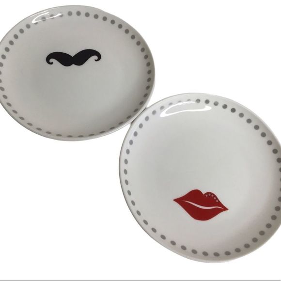 OlegCassini He & She Porcelain Set Of 2 Appetizer Serving 5” Plates Gift Set NIB - Picture 7 of 10